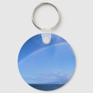 Rainbow over Honolulu, Hawaii Key Ring