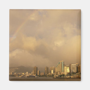 Rainbow over Honolulu, Hawaii, USA 3 Magnet