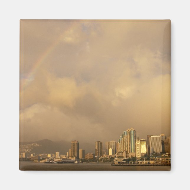 Rainbow over Honolulu, Hawaii, USA 3 Magnet (Front)