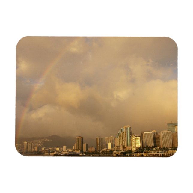 Rainbow over Honolulu, Hawaii, USA 3 Magnet (Horizontal)