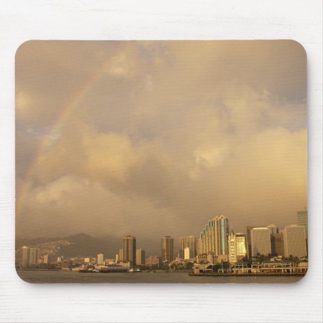 Rainbow over Honolulu, Hawaii, USA 3 Mouse Pad (Front)