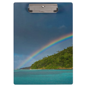 Rainbow over island, American Samoa Clipboard