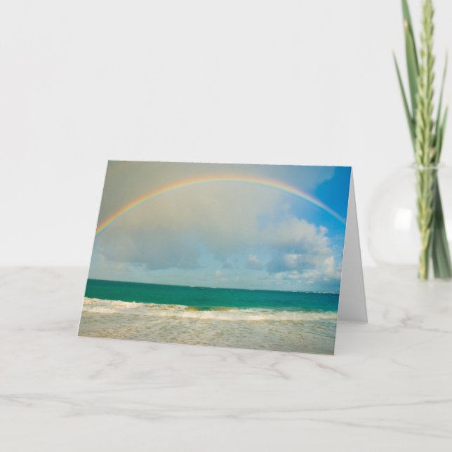 Rainbow over ocean card (Front)