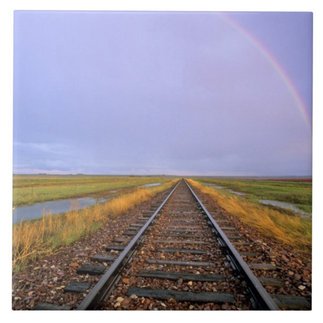 Rainbow over railroad tracks near Fairfield Ceramic Tile (Front)