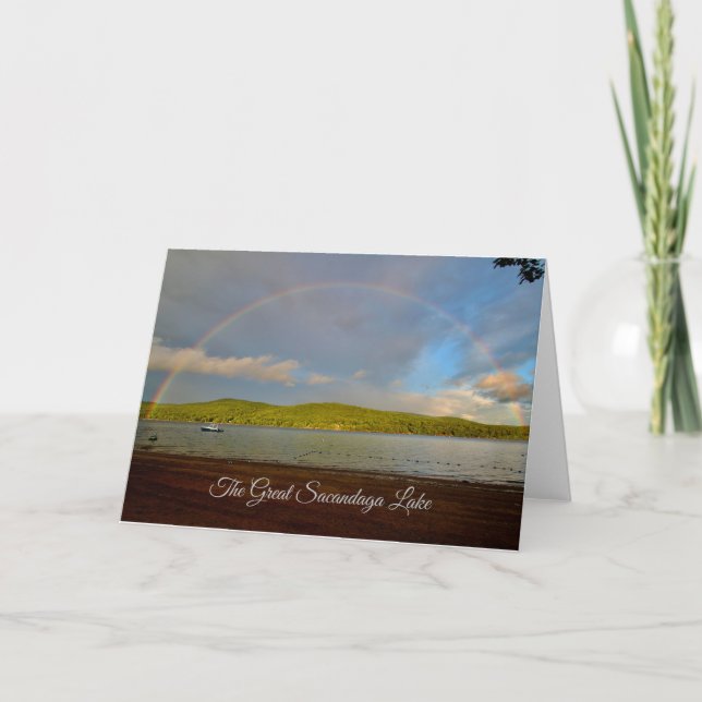 Rainbow over The Great Sacandaga Lake Thank You Card (Front)