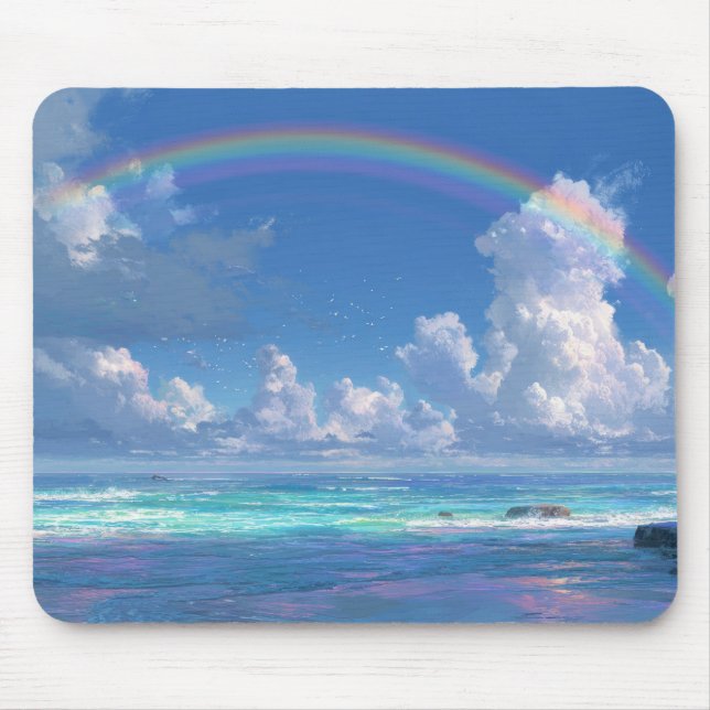 Rainbow over the ocean mouse pad (Front)