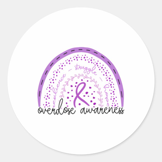 Rainbow Overdose Awareness 1  Classic Round Sticker (Front)