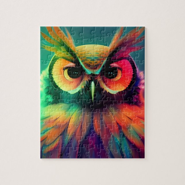 Rainbow Owl Jigsaw Puzzle (Vertical)