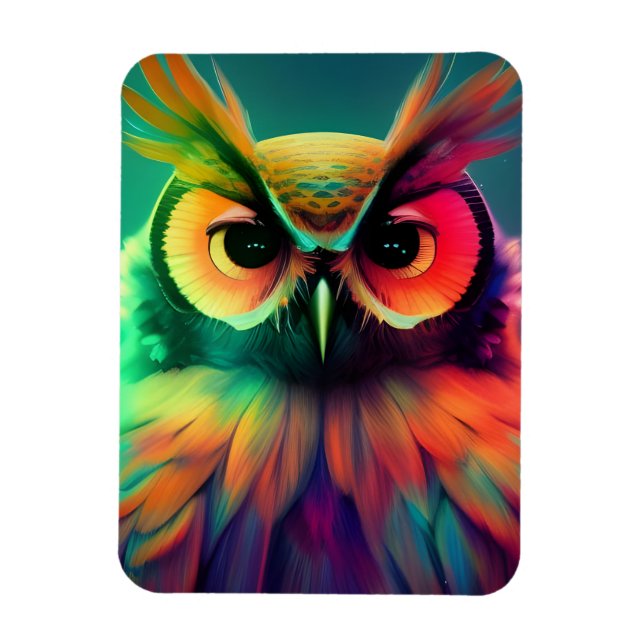 Rainbow Owl Magnet (Vertical)