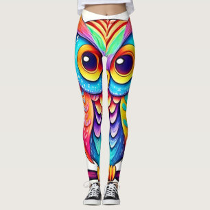 Rainbow Owl Perch Art Leggings