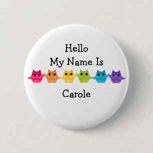 Rainbow Owls 6 Cm Round Badge