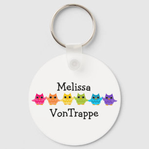 Rainbow Owls Key Ring