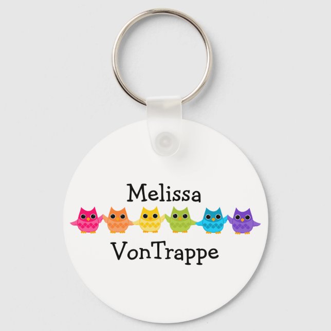 Rainbow Owls Key Ring (Front)