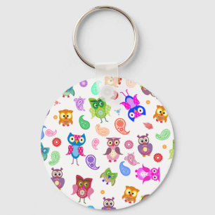 Rainbow owls - light key ring