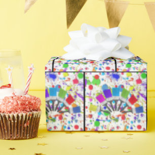 Rainbow Paint Brushes On Paint Wrapping Paper