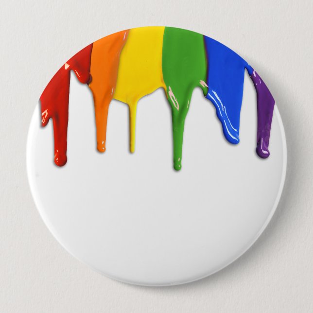 RAINBOW PAINT DRIPPINGS -.png 10 Cm Round Badge (Front)