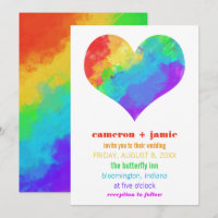 Rainbow Paint Heart Gay Lesbian Wedding