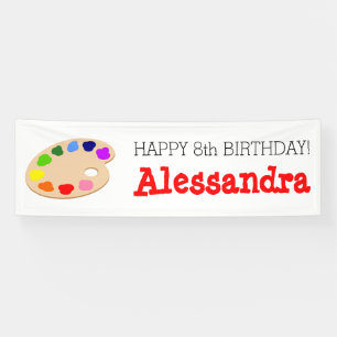 Rainbow Paint Palette Art Birthday Party Banner