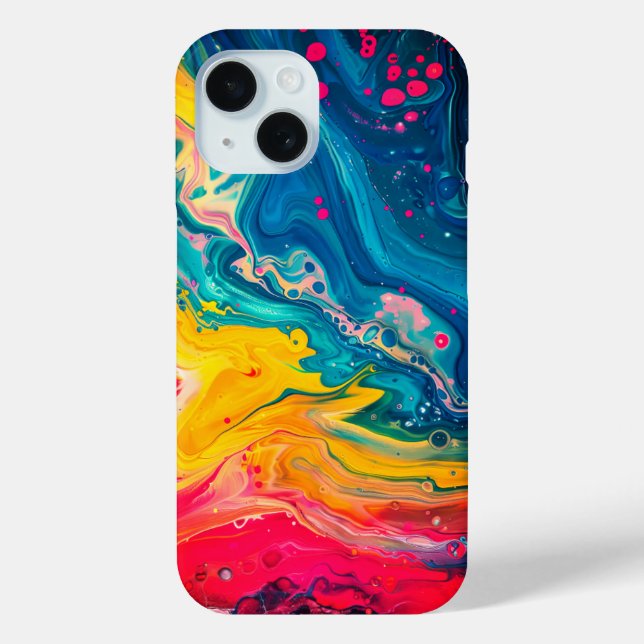 Rainbow Paint Pour Abstract Liquid Cute Aesthetic Case-Mate iPhone Case (Back)