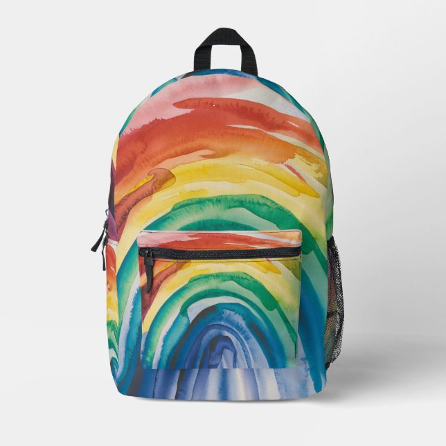 Rainbow Paint Printed Backpack (Front)