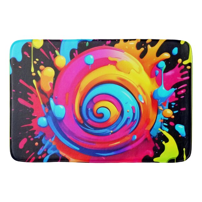 Rainbow Paint Splash Bath Mat (Front)