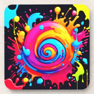 Rainbow Paint Splash Coaster