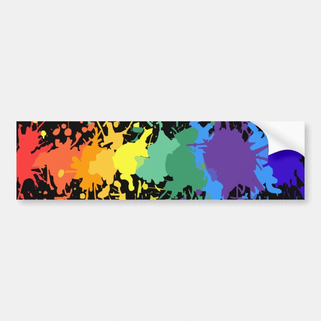 RAINBOW PAINT SPLASH DRIPS GAY PRIDE CAR BUMPER STICKER (Front)