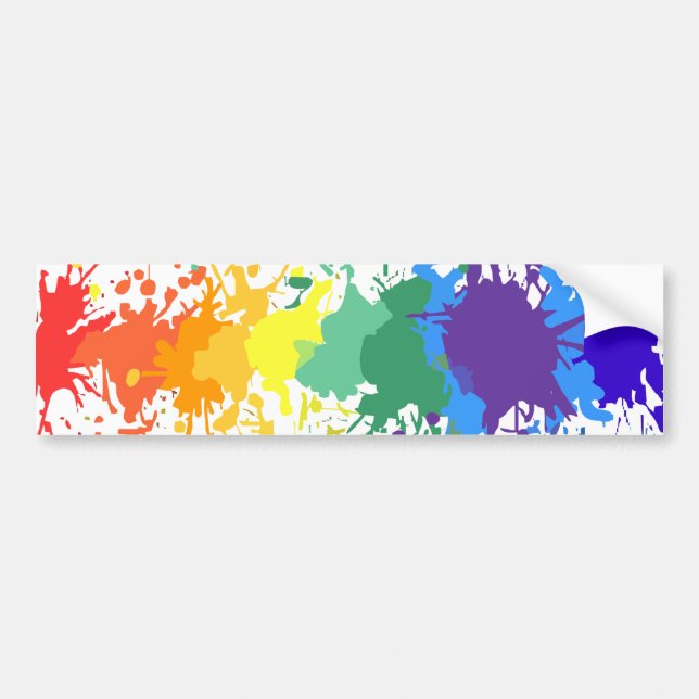 RAINBOW PAINT SPLASH DRIPS GAY PRIDE CAR BUMPER STICKER (Front)