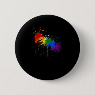 Rainbow Paint Splash Flag LGBT Pride Month T-Shirt 6 Cm Round Badge