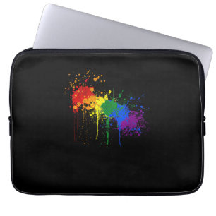 Rainbow Paint Splash Flag LGBT Pride Month T-Shirt Laptop Sleeve