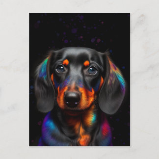 Rainbow Paint Splatter Dachshund Postcard