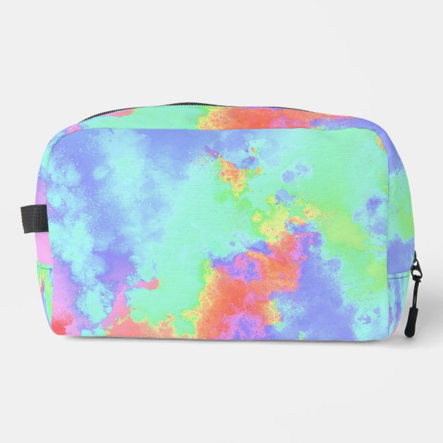 Rainbow Paint Splatter effect Dopp Kit (Front)
