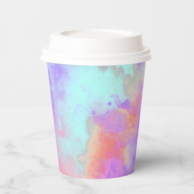 Rainbow Paint Splatter effect  Paper Cups (Left)
