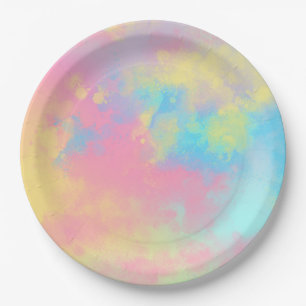 Rainbow Paint Splatter effect Paper Plate