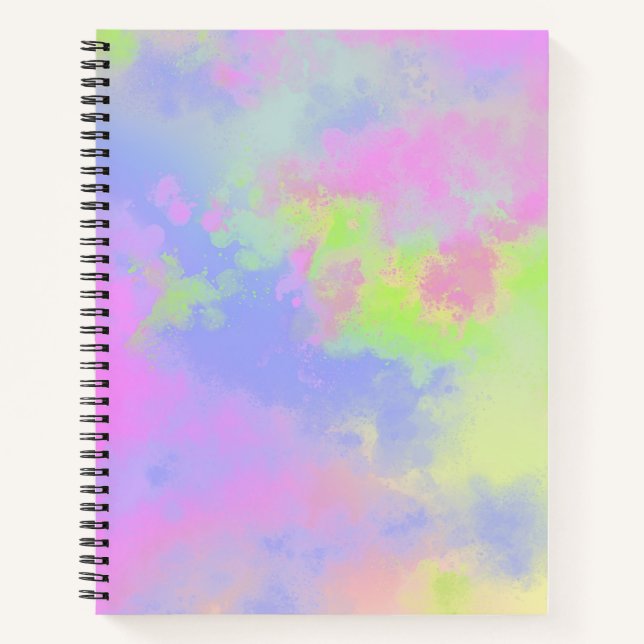 Rainbow Paint Splatter effect Pink Blue Green  Notebook (Front)