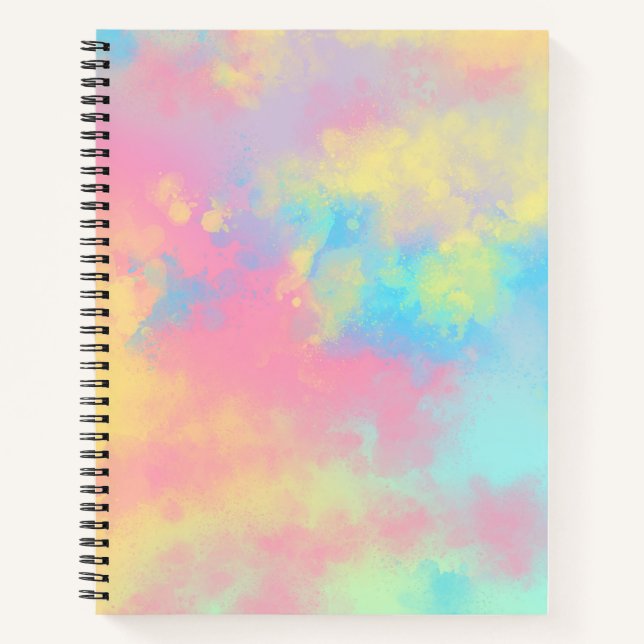 Rainbow Paint Splatter effect Pink Blue yellow Notebook (Front)