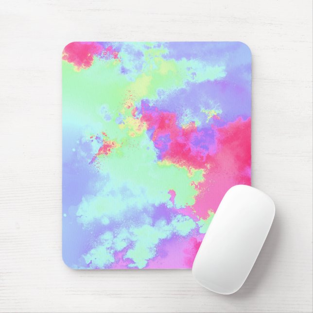 Rainbow Paint Splatter effect Pink green  Mouse Pad (With Mouse)