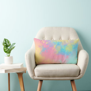 Rainbow Paint Splatter effect  pink yellow  Lumbar Cushion