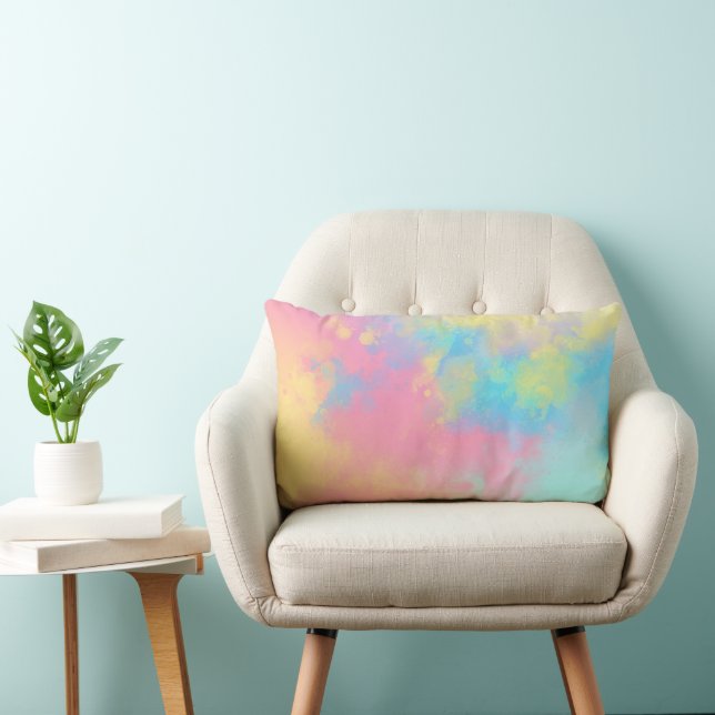 Rainbow Paint Splatter effect  pink yellow  Lumbar Cushion (Chair)