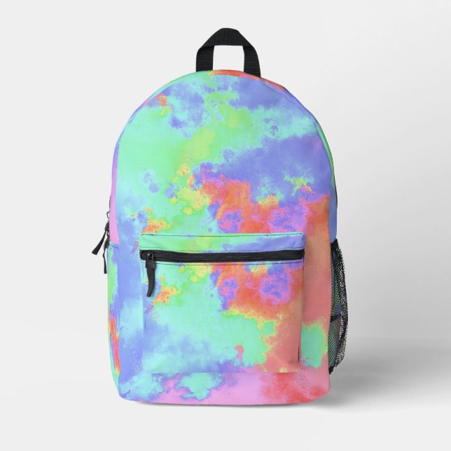 Rainbow Paint Splatter effect  Printed Backpack (Front)