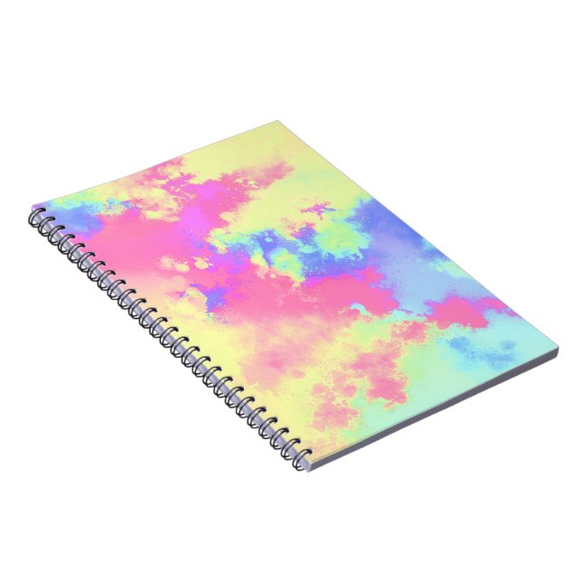 Rainbow Paint Splatter effect Yellow Pink Blue  Notebook (Right Side)