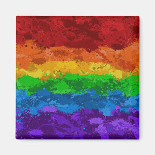 Rainbow Paint Splatter Flag Magnet