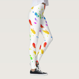 Rainbow paint-splatter leggings