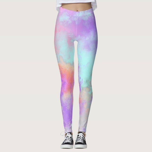 Rainbow Paint Splatter  Leggings (Front)