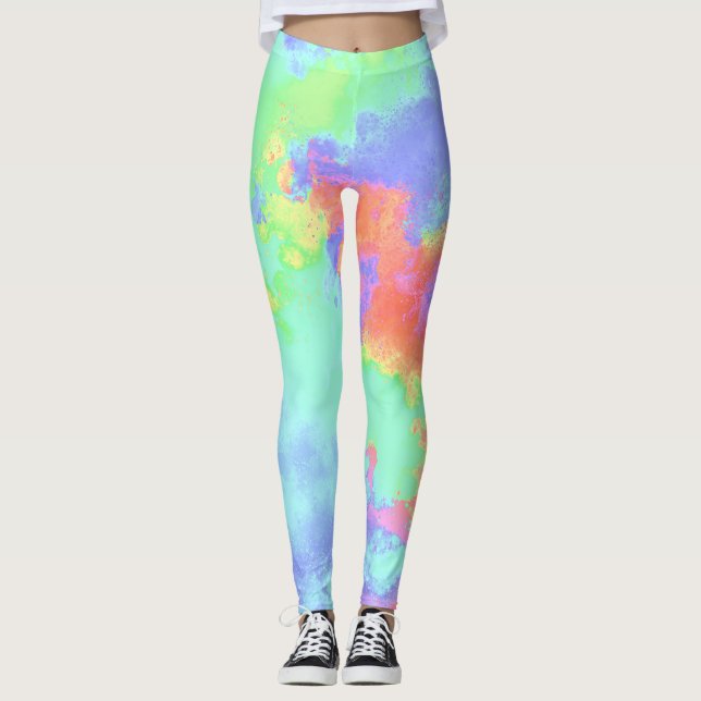 Rainbow Paint Splatter  Leggings (Front)
