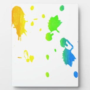 Rainbow paint-splatter plaque
