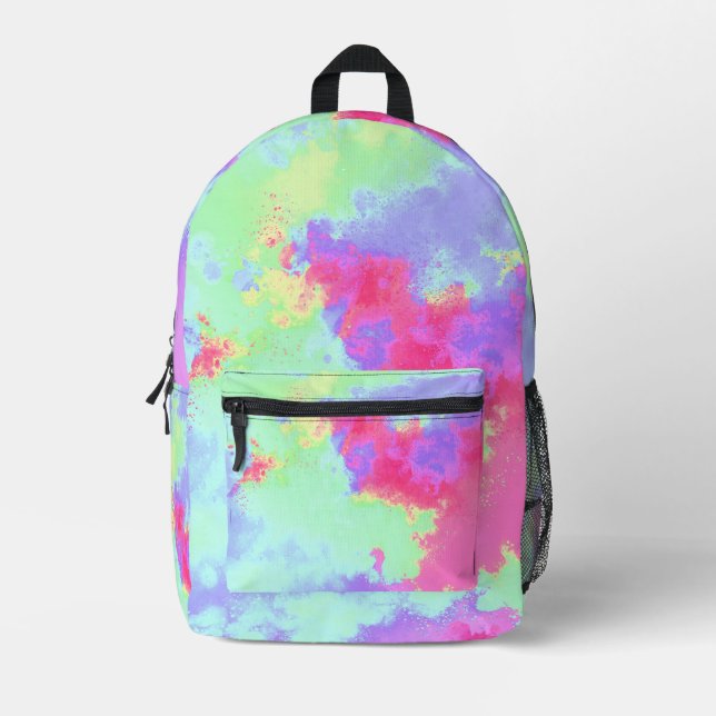 Rainbow Paint Splatter  Printed Backpack (Front)