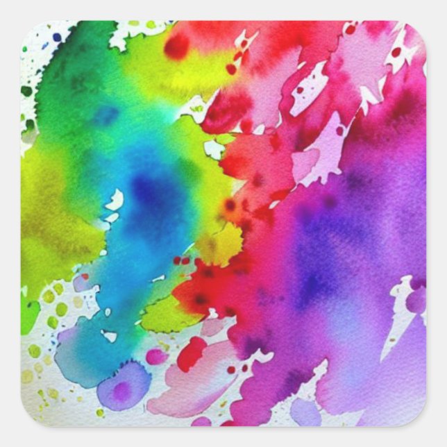 Rainbow Paint Square Sticker (Front)