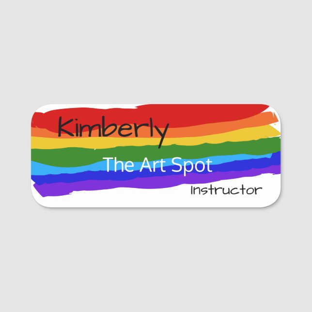 Rainbow Paint Strokes Name Tag (Front)