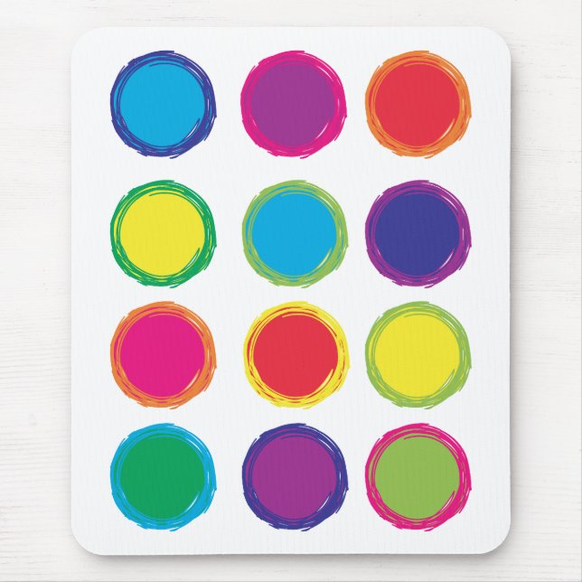 Rainbow Painted Circle Blue Pink Yellow Orange Mouse Pad (Front)
